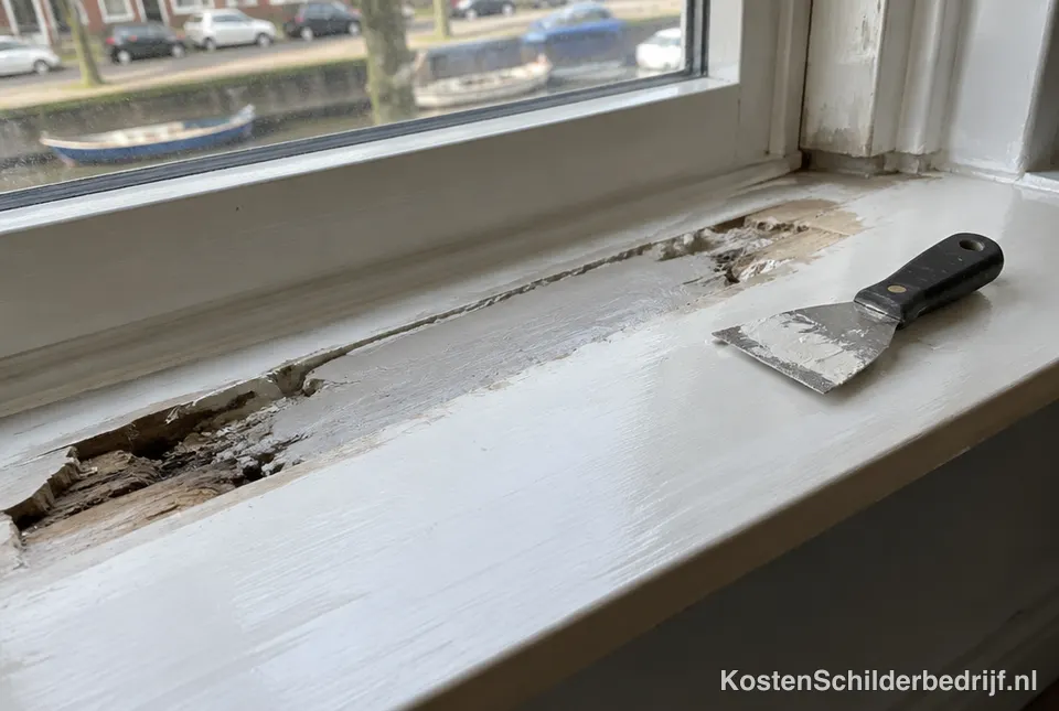 Houtrot in een kozijn wordt hersteld